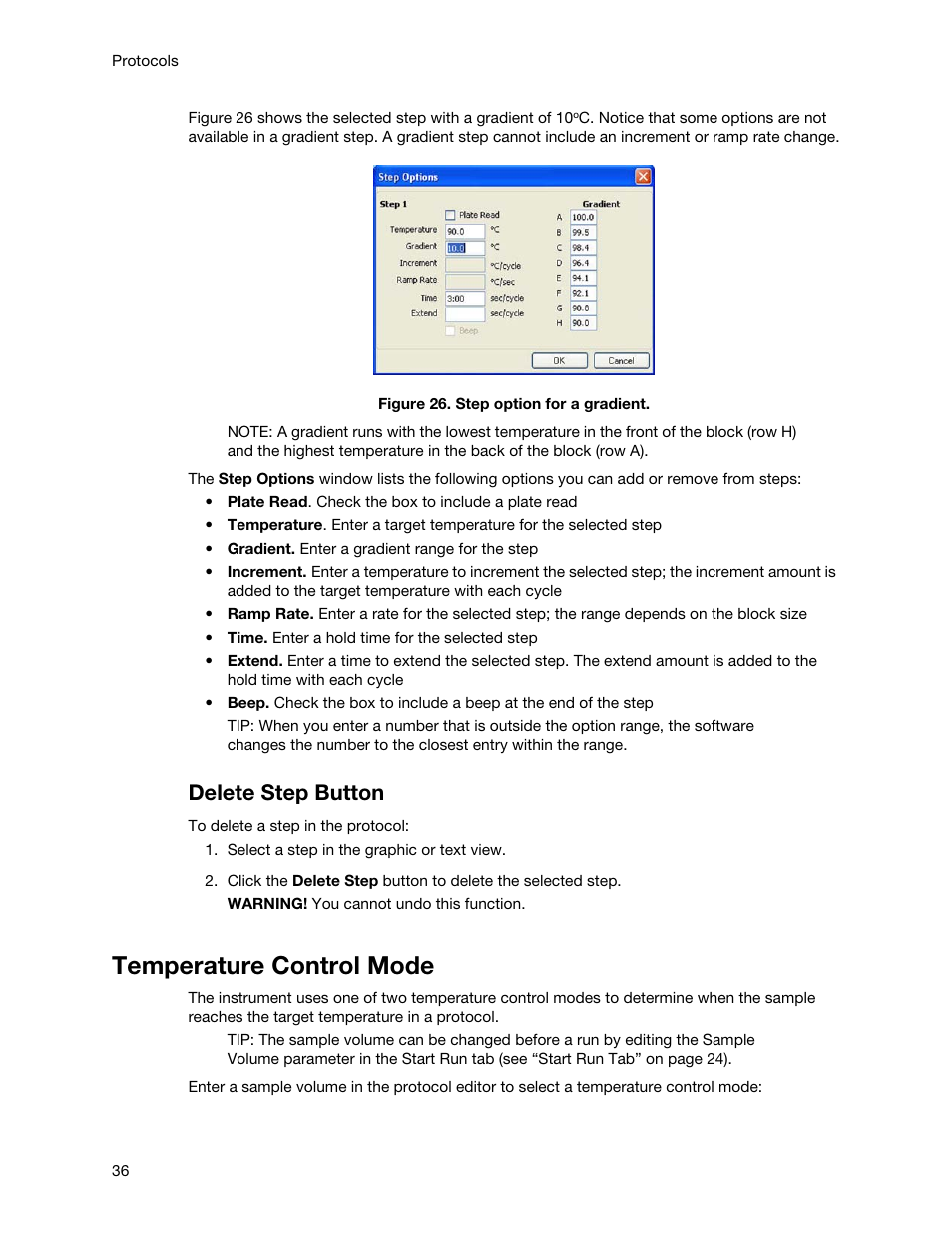 Temperature control mode, Delete step button | Bio-Rad Firmware & Software Updates User Manual | Page 47 / 148