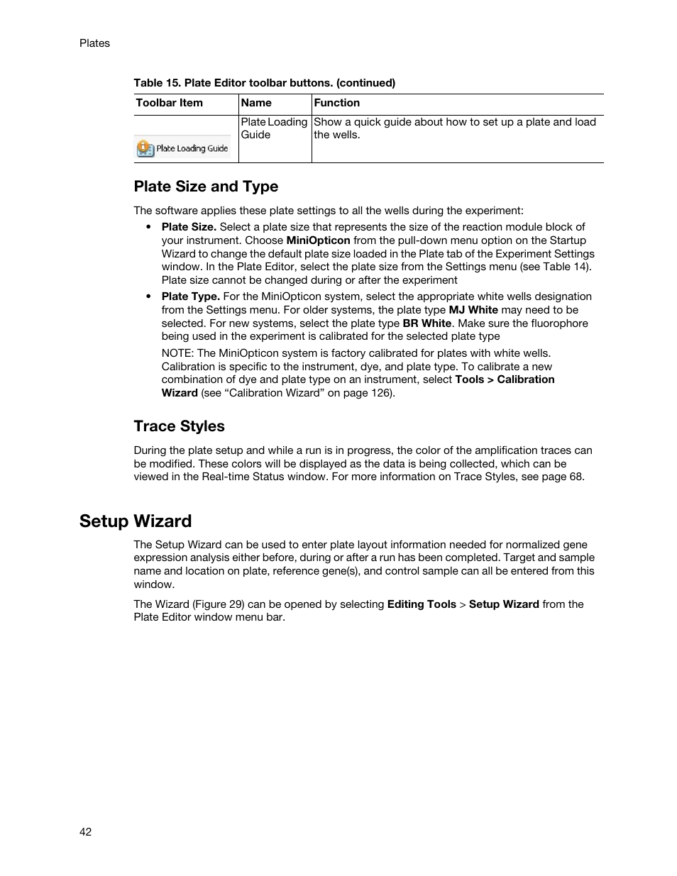 Setup wizard, Plate size and type, Trace styles | Bio-Rad Firmware & Software Updates User Manual | Page 53 / 148