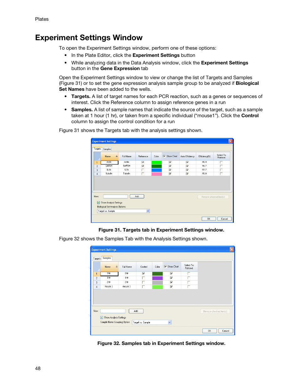 Experiment settings window | Bio-Rad Firmware & Software Updates User Manual | Page 59 / 148