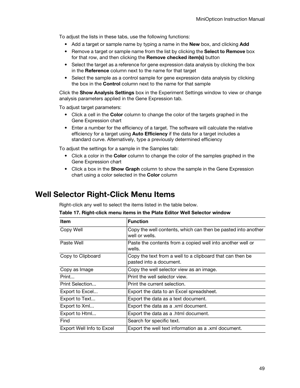 Well selector right-click menu items | Bio-Rad Firmware & Software Updates User Manual | Page 60 / 148