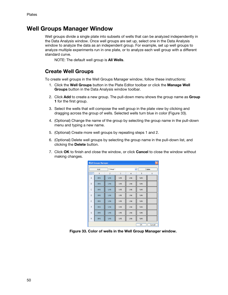 Well groups manager window, Create well groups | Bio-Rad Firmware & Software Updates User Manual | Page 61 / 148