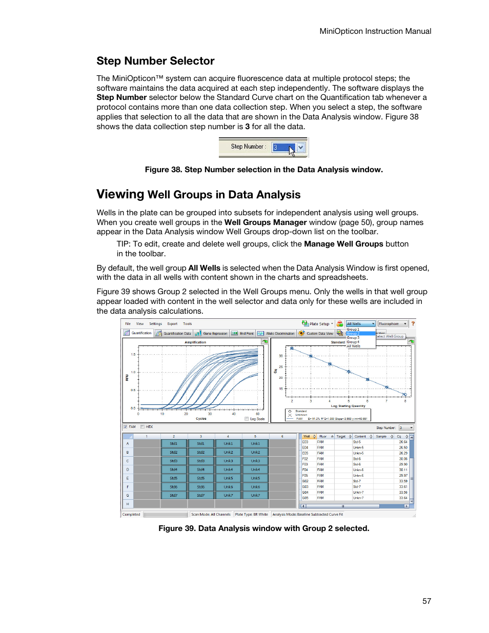 Viewing, Step number selector, Well groups in data analysis | Bio-Rad Firmware & Software Updates User Manual | Page 68 / 148