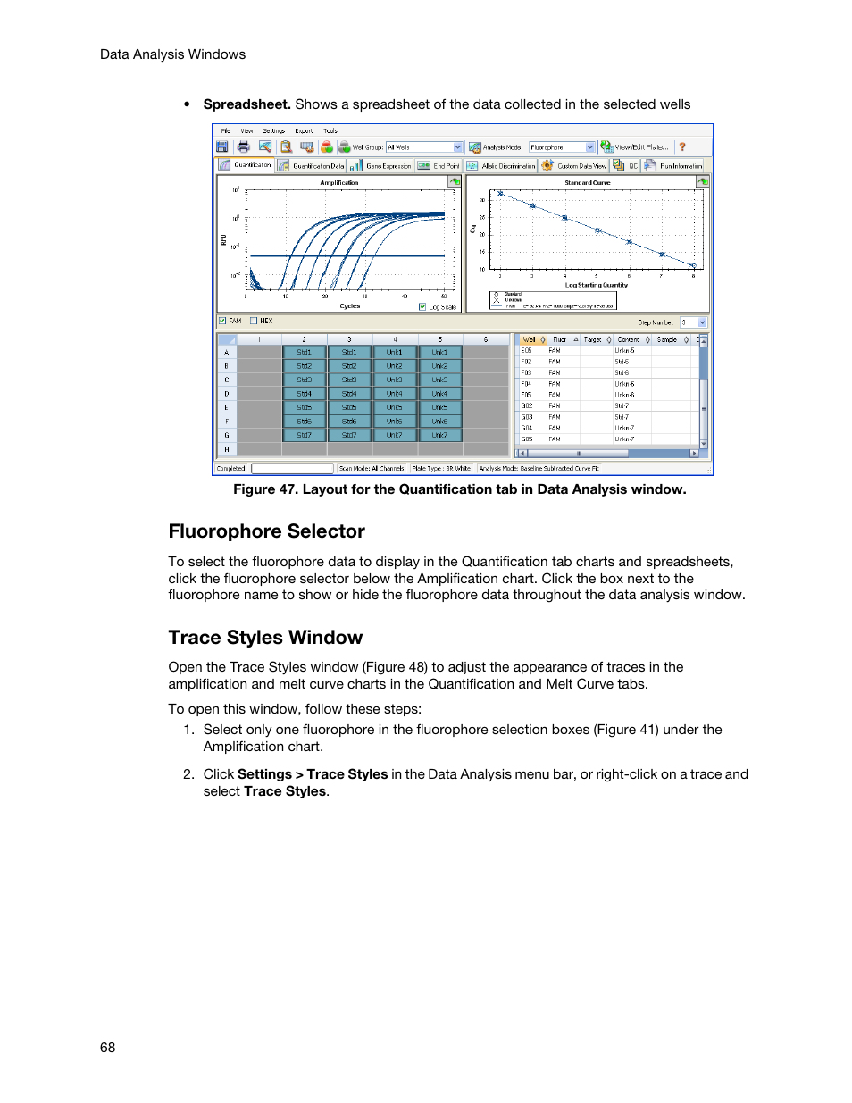 Fluorophore selector, Trace styles window | Bio-Rad Firmware & Software Updates User Manual | Page 79 / 148