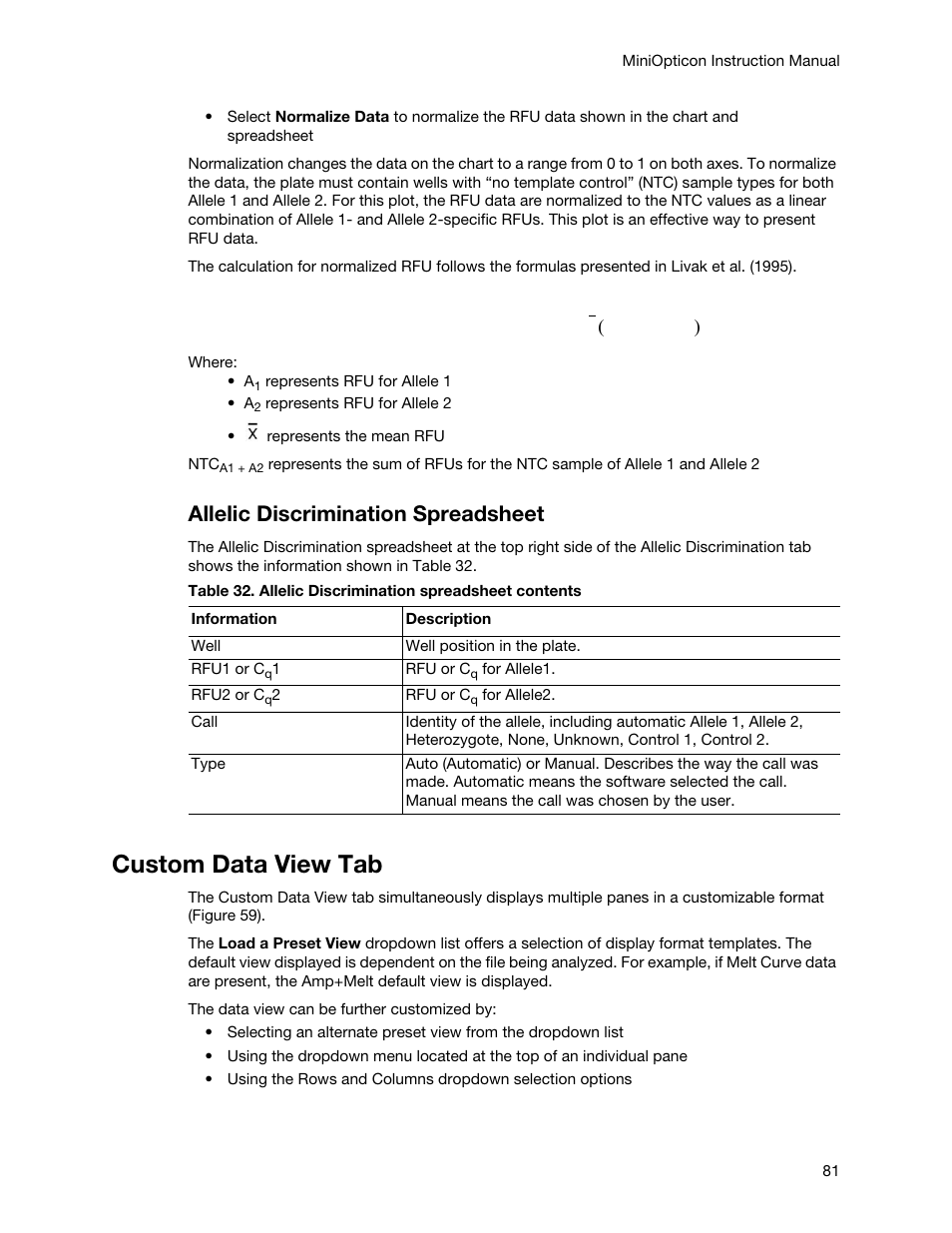 Custom data view tab, Allelic discrimination spreadsheet | Bio-Rad Firmware & Software Updates User Manual | Page 92 / 148