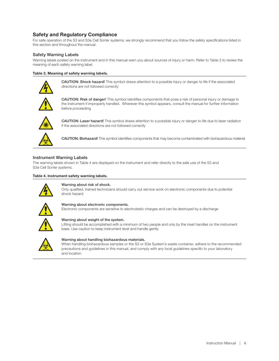 Safety and regulatory compliance | Bio-Rad S3™ Cell Sorter User Manual | Page 5 / 132