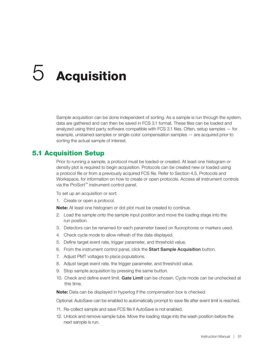 Acquisition, 1 acquisition setup | Bio-Rad S3™ Cell Sorter User Manual | Page 61 / 132