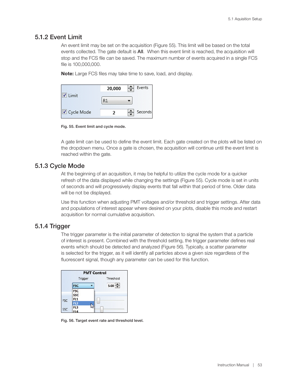 2 event limit, 3 cycle mode, 4 trigger | Bio-Rad S3™ Cell Sorter User Manual | Page 63 / 132
