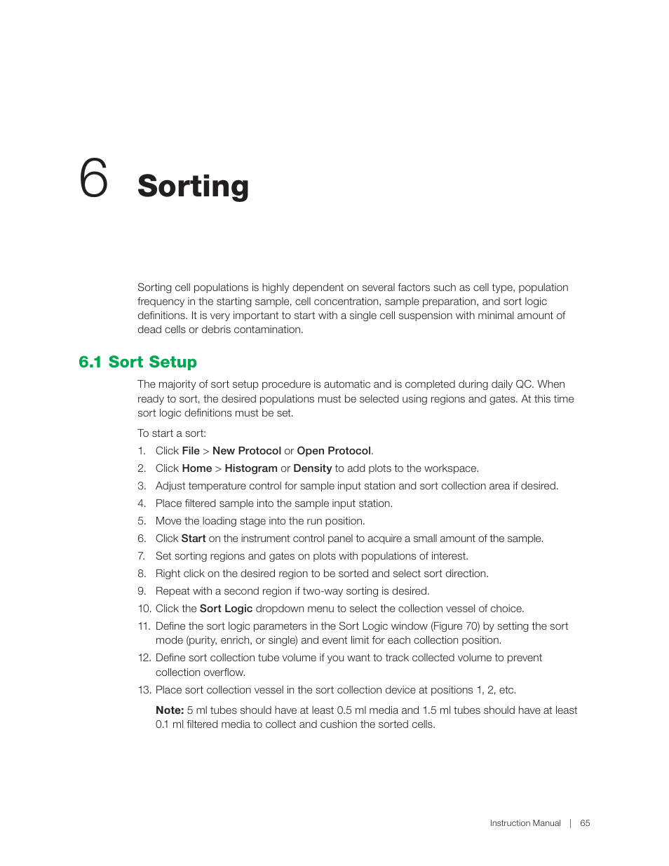 Sorting, 1 sort setup | Bio-Rad S3™ Cell Sorter User Manual | Page 75 / 132