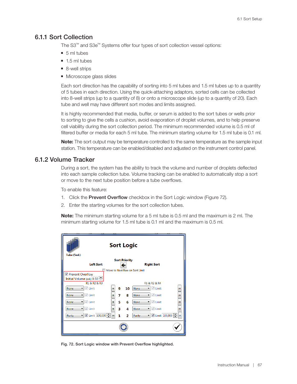1 sort collection, 2 volume tracker | Bio-Rad S3™ Cell Sorter User Manual | Page 77 / 132