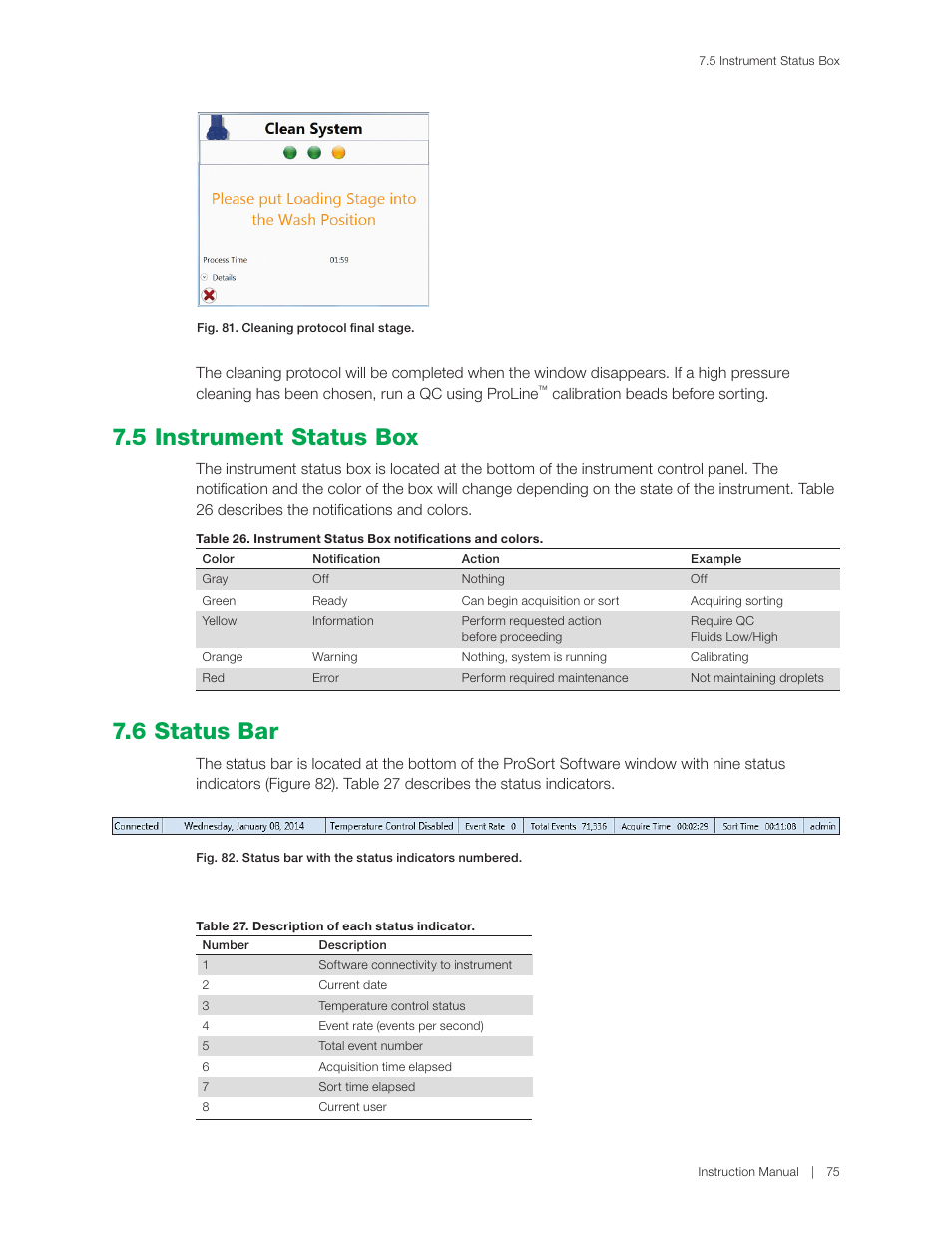 5 instrument status box, 6 status bar | Bio-Rad S3™ Cell Sorter User Manual | Page 85 / 132