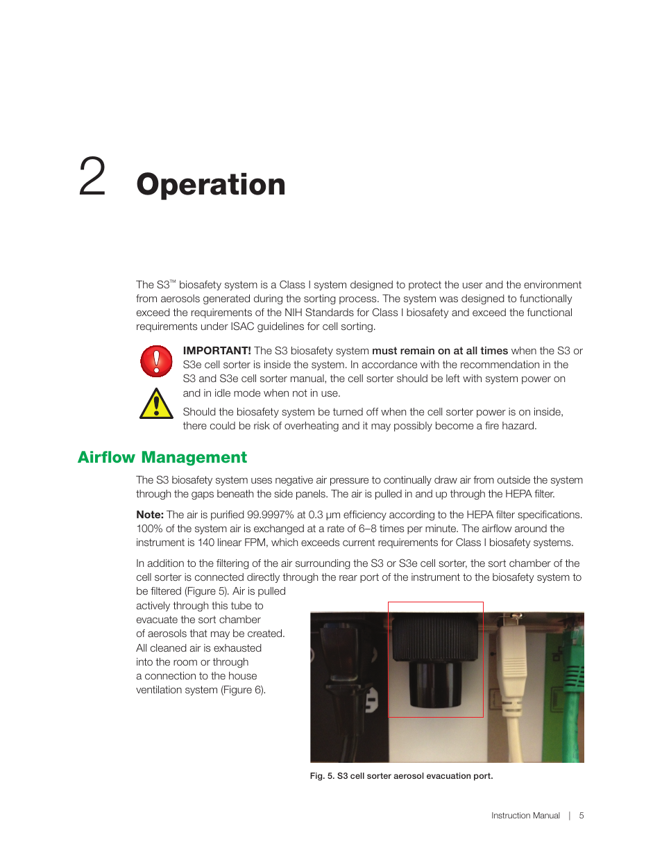 Operation, R 2 operation, Airflow management | Bio-Rad S3™ Cell Sorter User Manual | Page 15 / 36