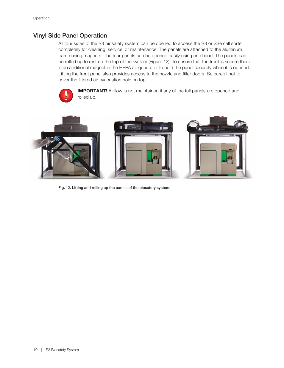 Vinyl side panel operation | Bio-Rad S3™ Cell Sorter User Manual | Page 20 / 36