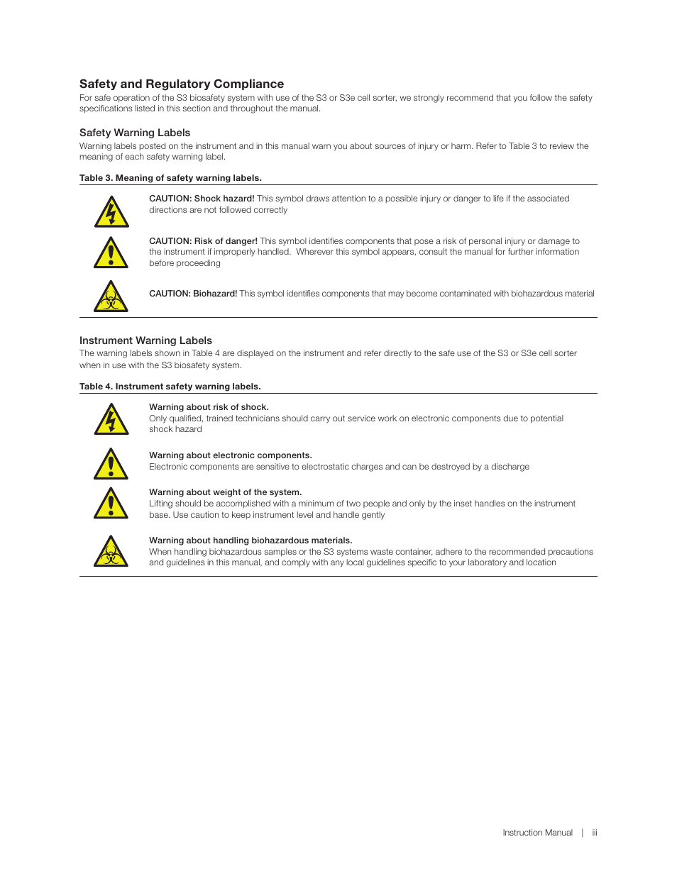 Safety and regulatory compliance | Bio-Rad S3™ Cell Sorter User Manual | Page 5 / 36