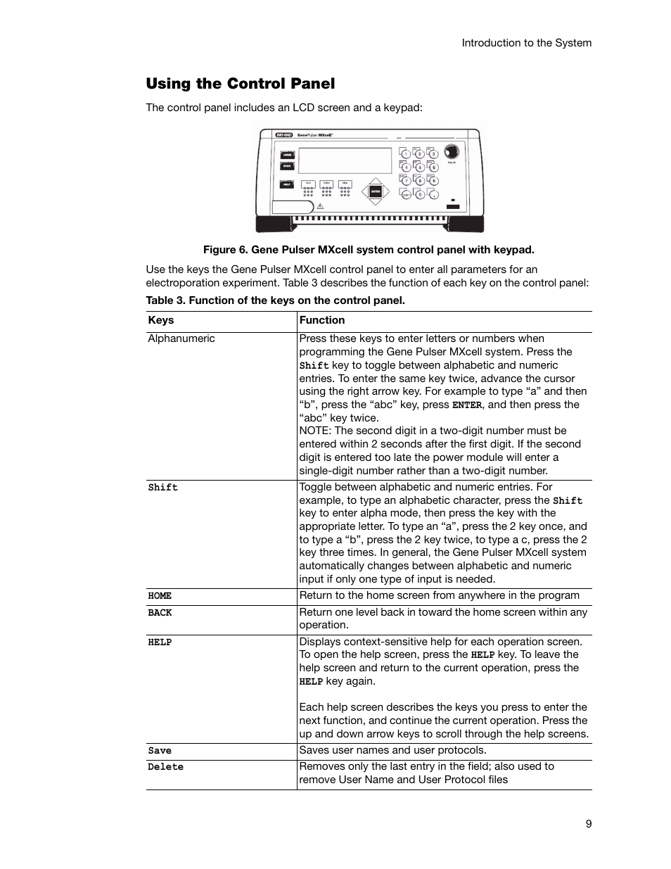 Using the control panel | Bio-Rad Gene Pulser MXcell™ Electroporation System User Manual | Page 18 / 66