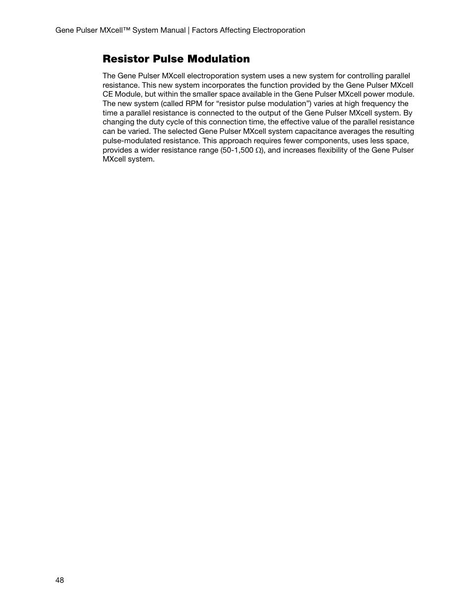 Resistor pulse modulation | Bio-Rad Gene Pulser MXcell™ Electroporation System User Manual | Page 57 / 66