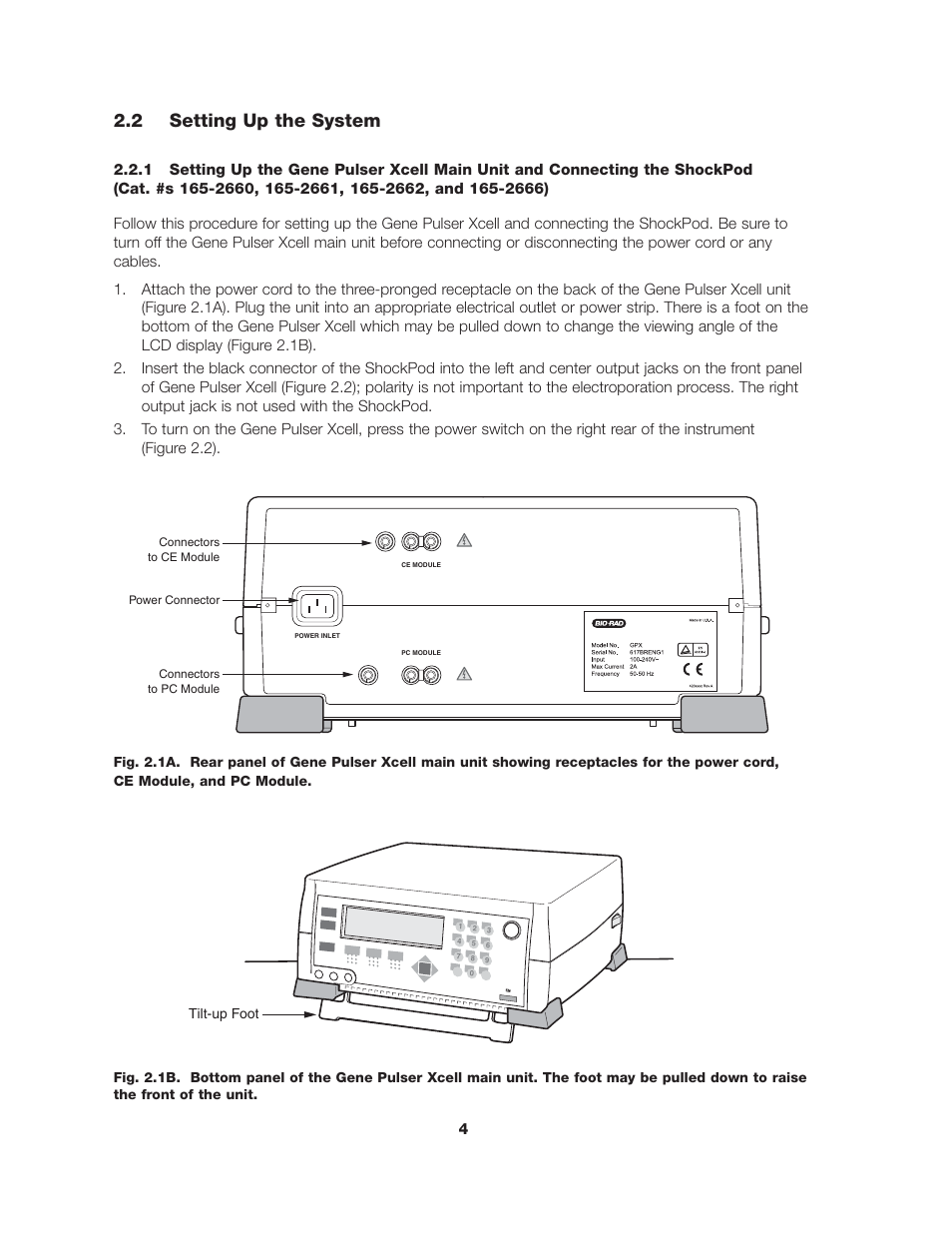 2 setting up the system | Bio-Rad Gene Pulser Xcell™ Electroporation Systems User Manual | Page 10 / 83