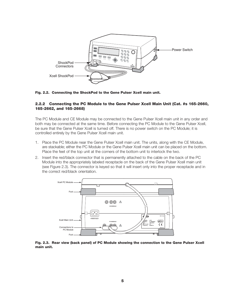 Xcell shockpod shockpod connectors power switch | Bio-Rad Gene Pulser Xcell™ Electroporation Systems User Manual | Page 11 / 83