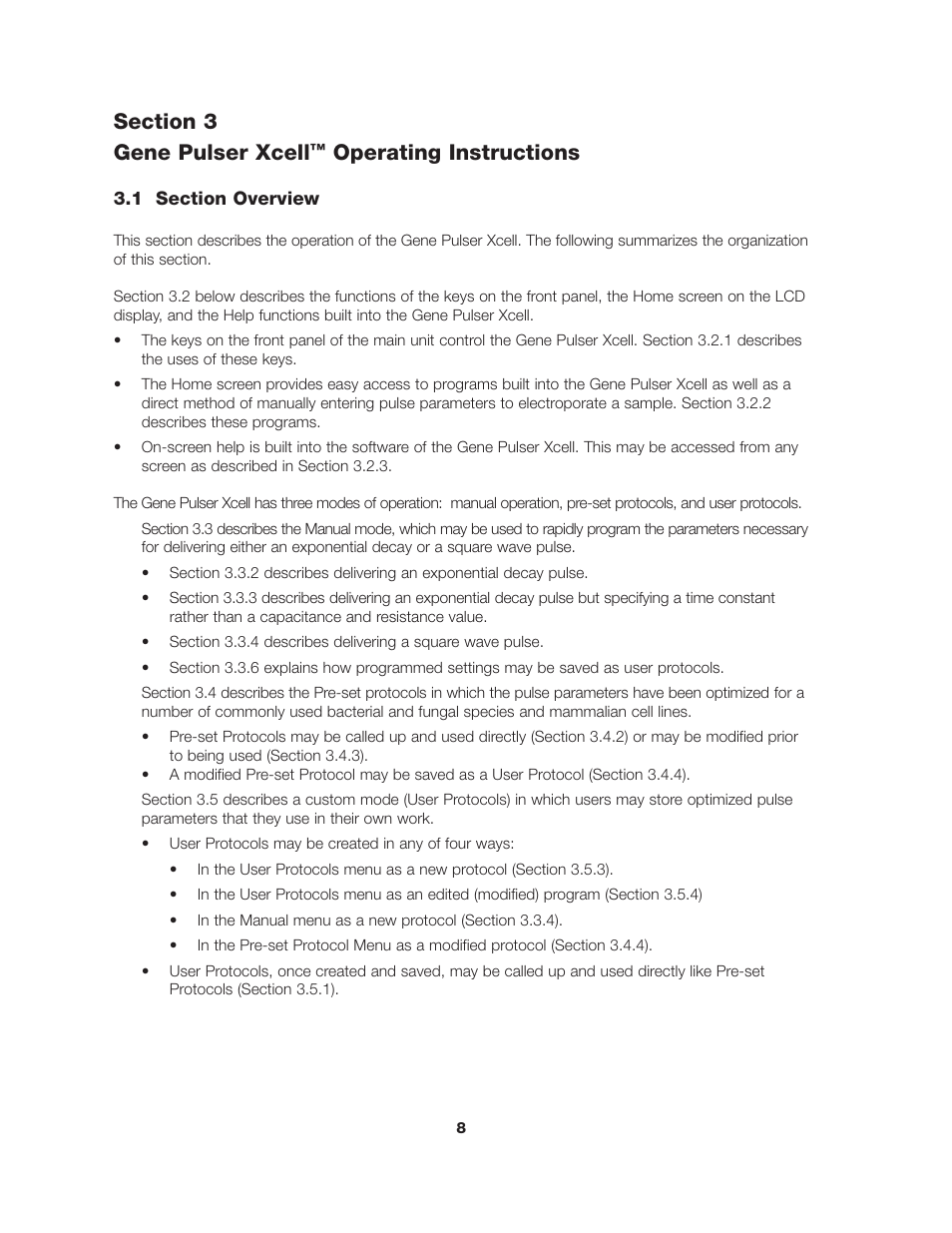 Operating instructions | Bio-Rad Gene Pulser Xcell™ Electroporation Systems User Manual | Page 14 / 83