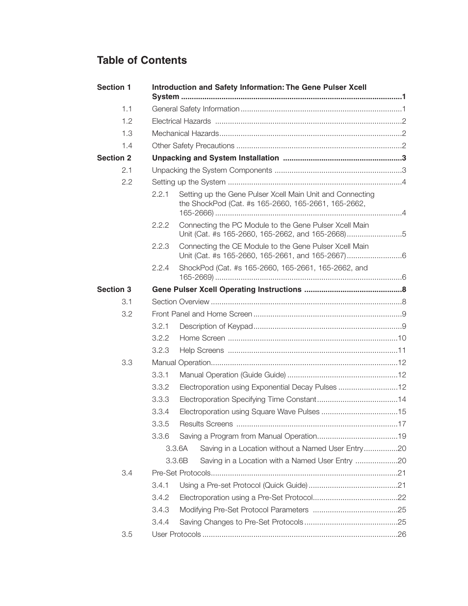 Bio-Rad Gene Pulser Xcell™ Electroporation Systems User Manual | Page 3 / 83