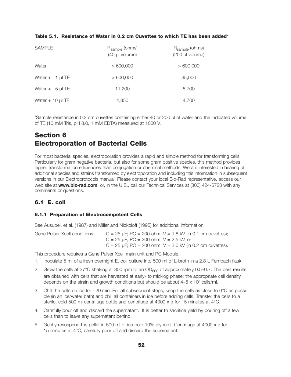 Bio-Rad Gene Pulser Xcell™ Electroporation Systems User Manual | Page 58 / 83