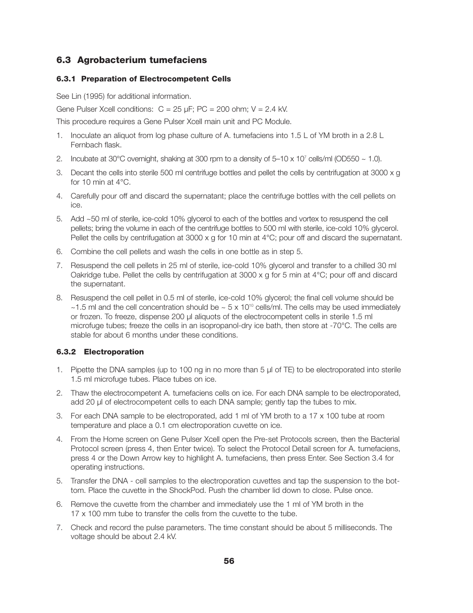 Bio-Rad Gene Pulser Xcell™ Electroporation Systems User Manual | Page 62 / 83