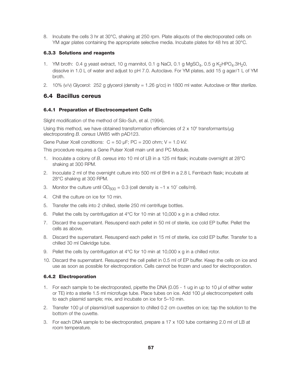 4 bacillus cereus | Bio-Rad Gene Pulser Xcell™ Electroporation Systems User Manual | Page 63 / 83