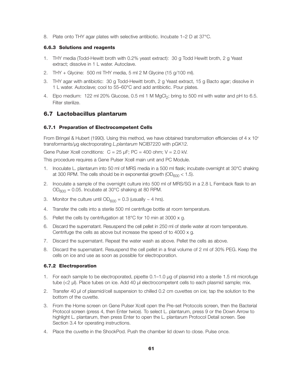 Bio-Rad Gene Pulser Xcell™ Electroporation Systems User Manual | Page 67 / 83