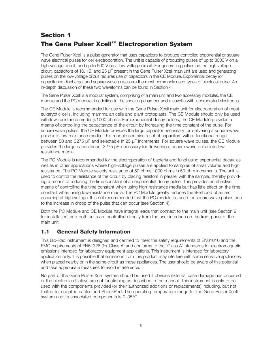 Electroporation system | Bio-Rad Gene Pulser Xcell™ Electroporation Systems User Manual | Page 7 / 83