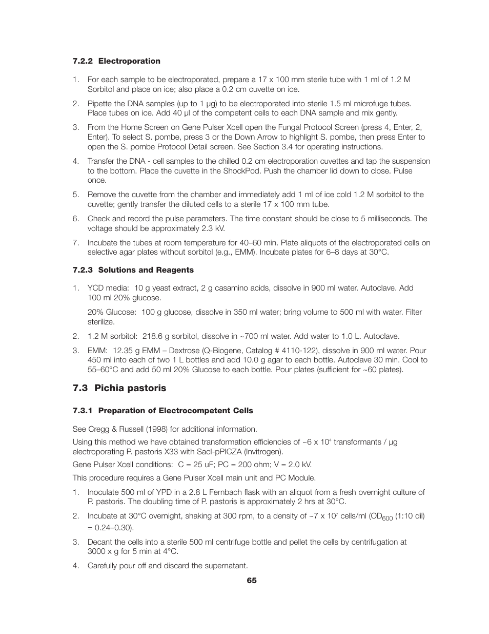 Bio-Rad Gene Pulser Xcell™ Electroporation Systems User Manual | Page 71 / 83