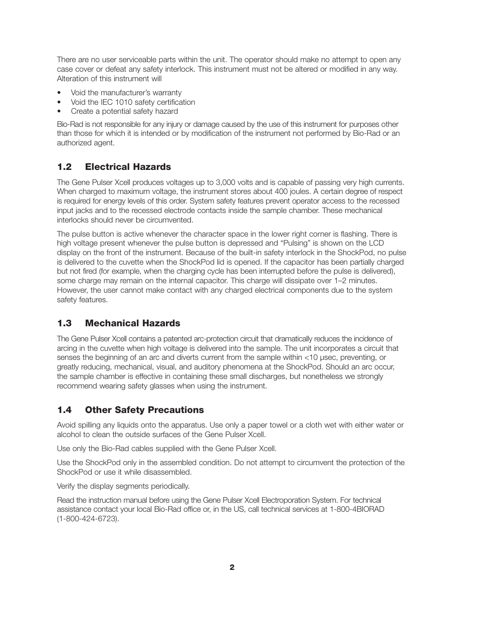 Bio-Rad Gene Pulser Xcell™ Electroporation Systems User Manual | Page 8 / 83