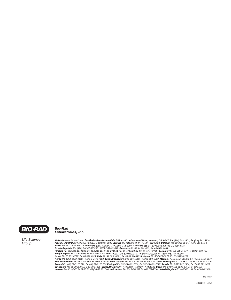 Life science group, Bio-rad laboratories, inc | Bio-Rad Gene Pulser Xcell™ Electroporation Systems User Manual | Page 83 / 83