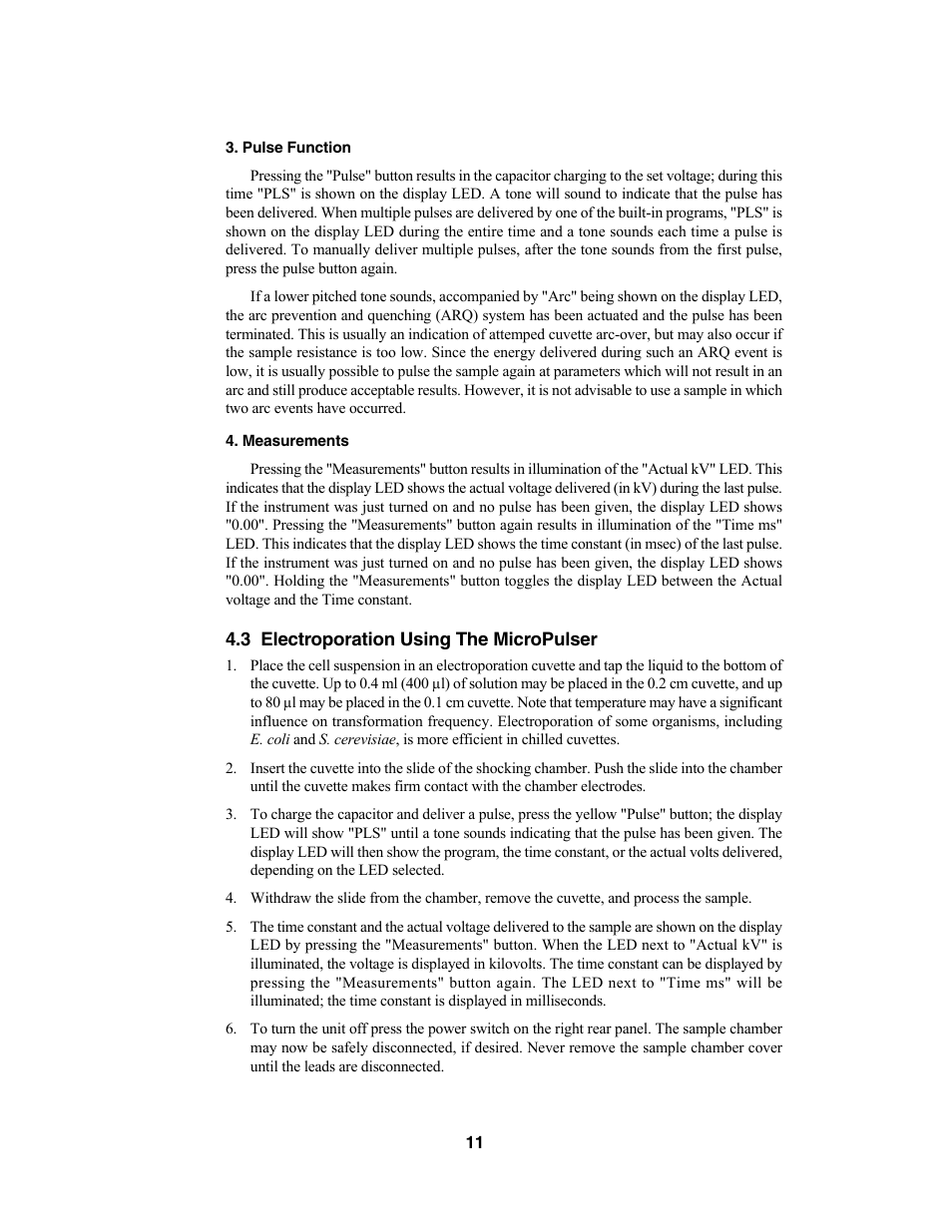 Bio-Rad MicroPulser™ Electroporator User Manual | Page 15 / 31