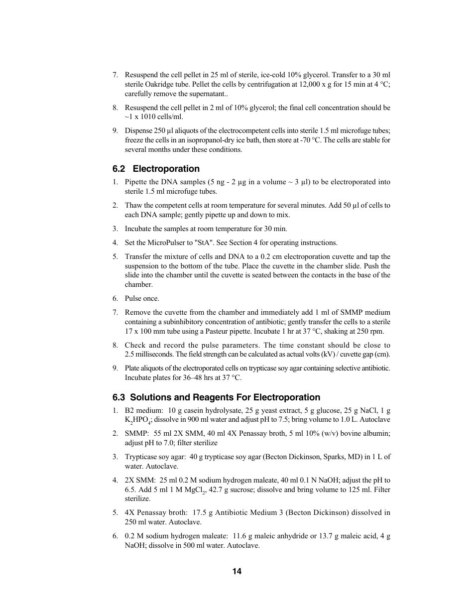 Bio-Rad MicroPulser™ Electroporator User Manual | Page 18 / 31