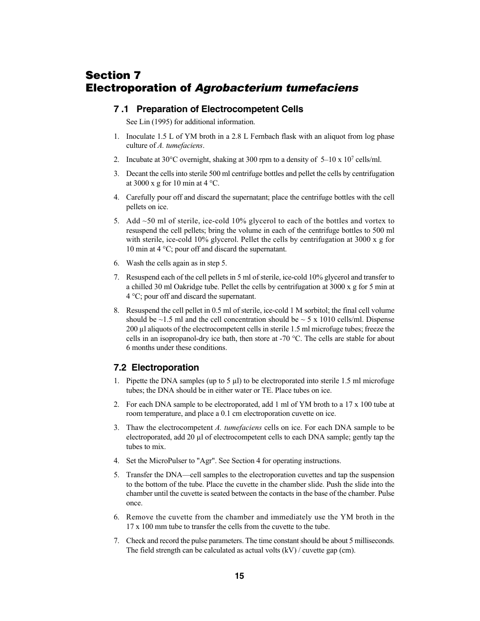 Agrobacterium tumefaciens | Bio-Rad MicroPulser™ Electroporator User Manual | Page 19 / 31