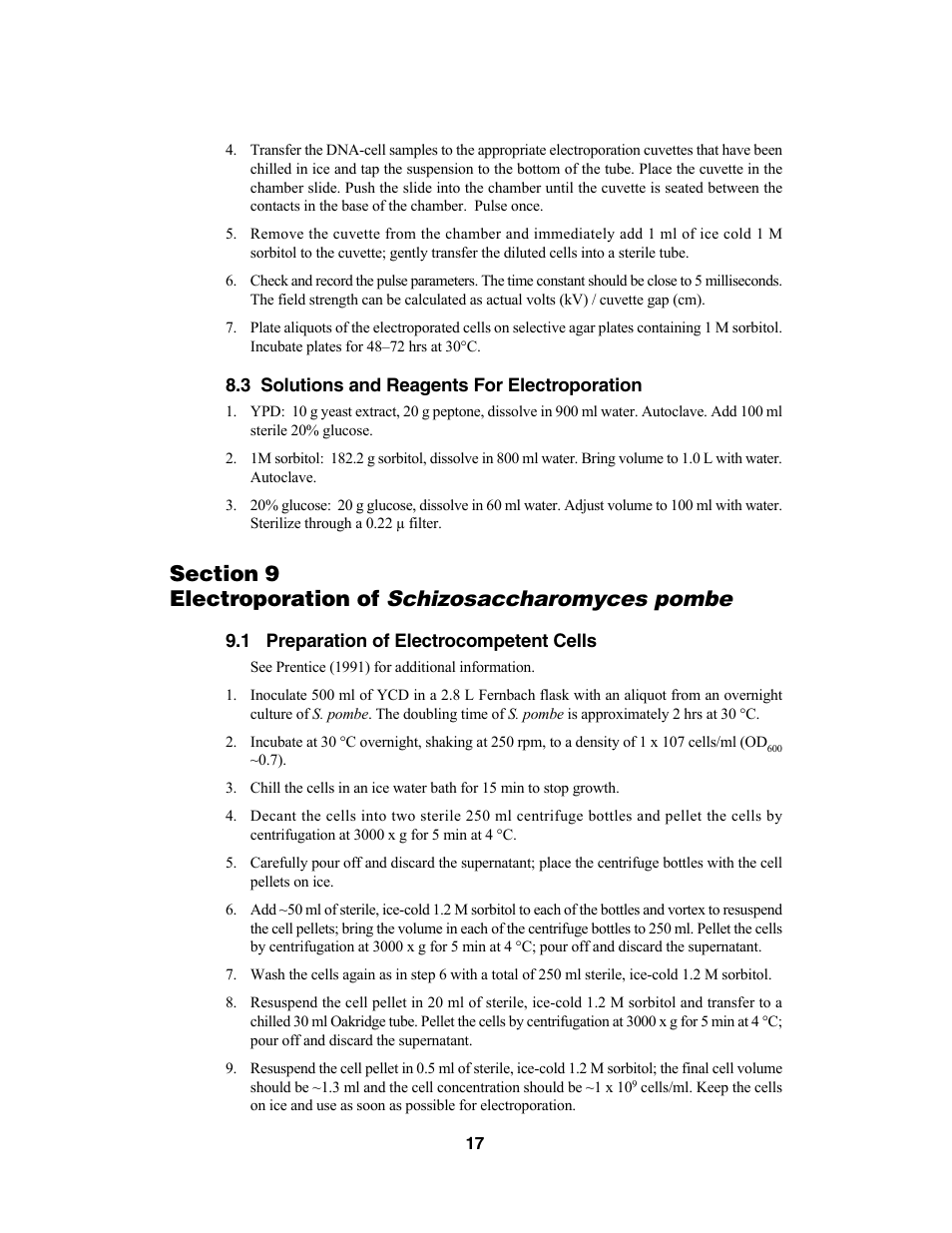 Schizosaccharomyces pombe | Bio-Rad MicroPulser™ Electroporator User Manual | Page 21 / 31