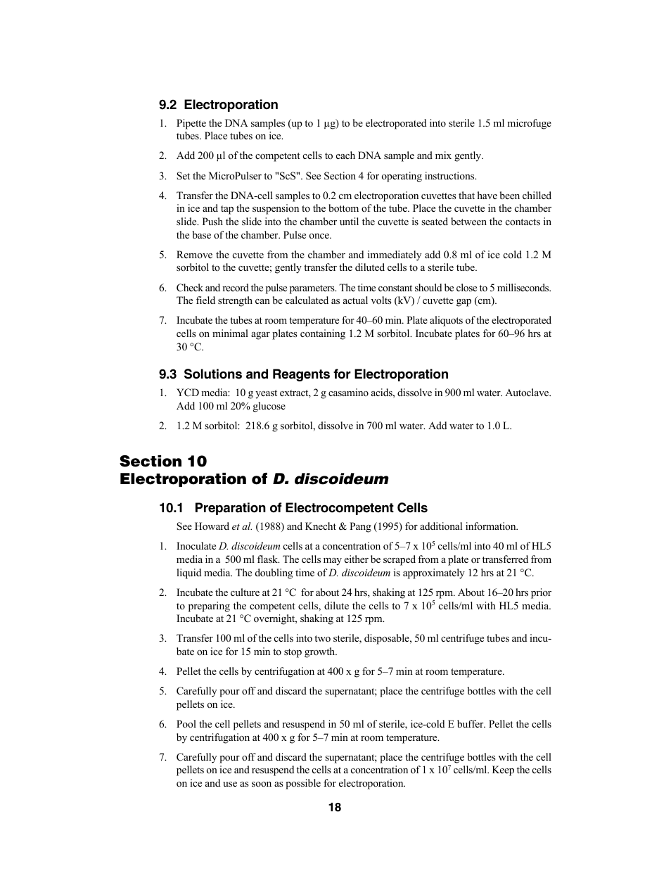 D. discoideum | Bio-Rad MicroPulser™ Electroporator User Manual | Page 22 / 31