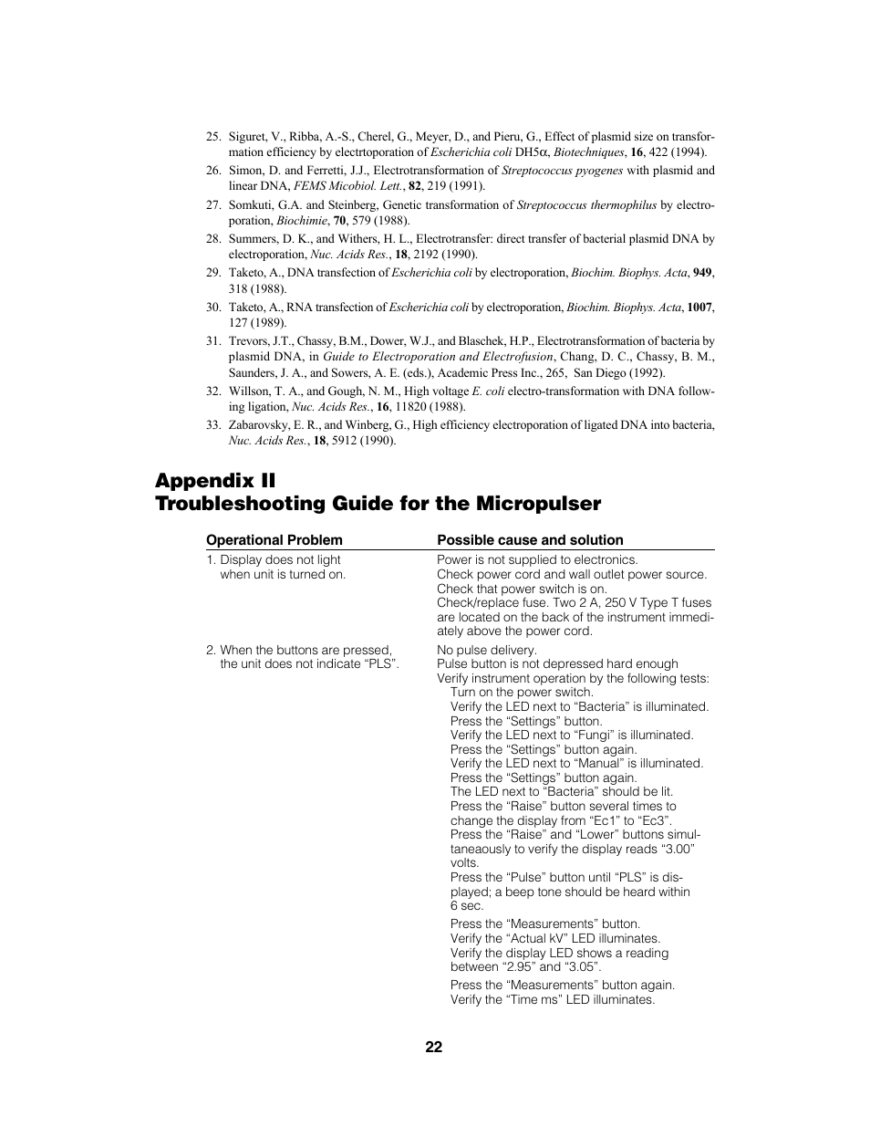 Bio-Rad MicroPulser™ Electroporator User Manual | Page 26 / 31