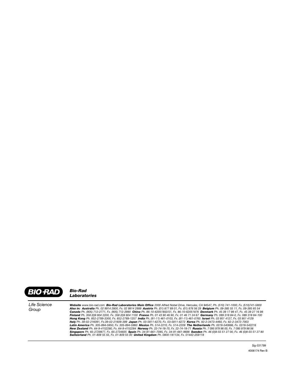 Bio-Rad MicroPulser™ Electroporator User Manual | Page 31 / 31