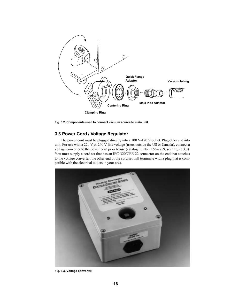 3 power cord / voltage regulator | Bio-Rad PDS-1000 / He™ and Hepta™ Systems User Manual | Page 19 / 51