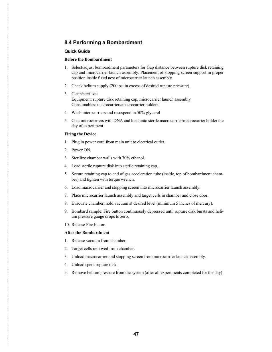 Bio-Rad PDS-1000 / He™ and Hepta™ Systems User Manual | Page 50 / 51