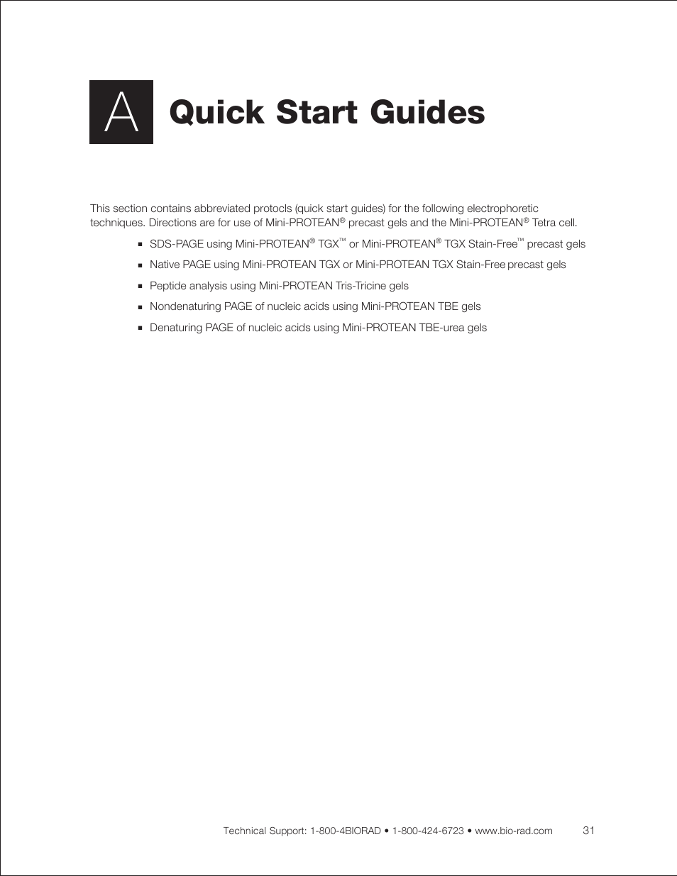 Appendix a: quick start guides, Quick start guides | Bio-Rad Mini-PROTEAN® TGX™ Precast Gels for 2-D Electrophoresis User Manual | Page 37 / 52