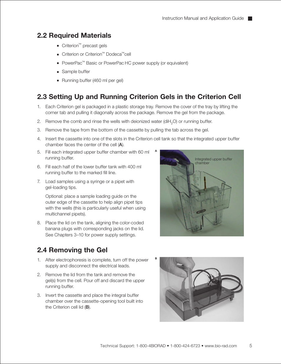 2 required materials, 4 removing the gel | Bio-Rad Criterion™ TBE-Urea Precast Gels User Manual | Page 11 / 60