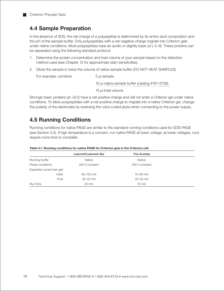 4 sample preparation, 5 running conditions | Bio-Rad Criterion™ TBE-Urea Precast Gels User Manual | Page 22 / 60