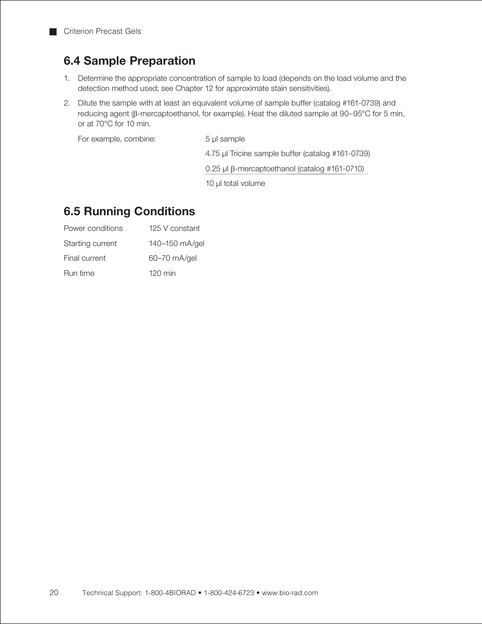 4 sample preparation, 5 running conditions | Bio-Rad Criterion™ TBE-Urea Precast Gels User Manual | Page 26 / 60
