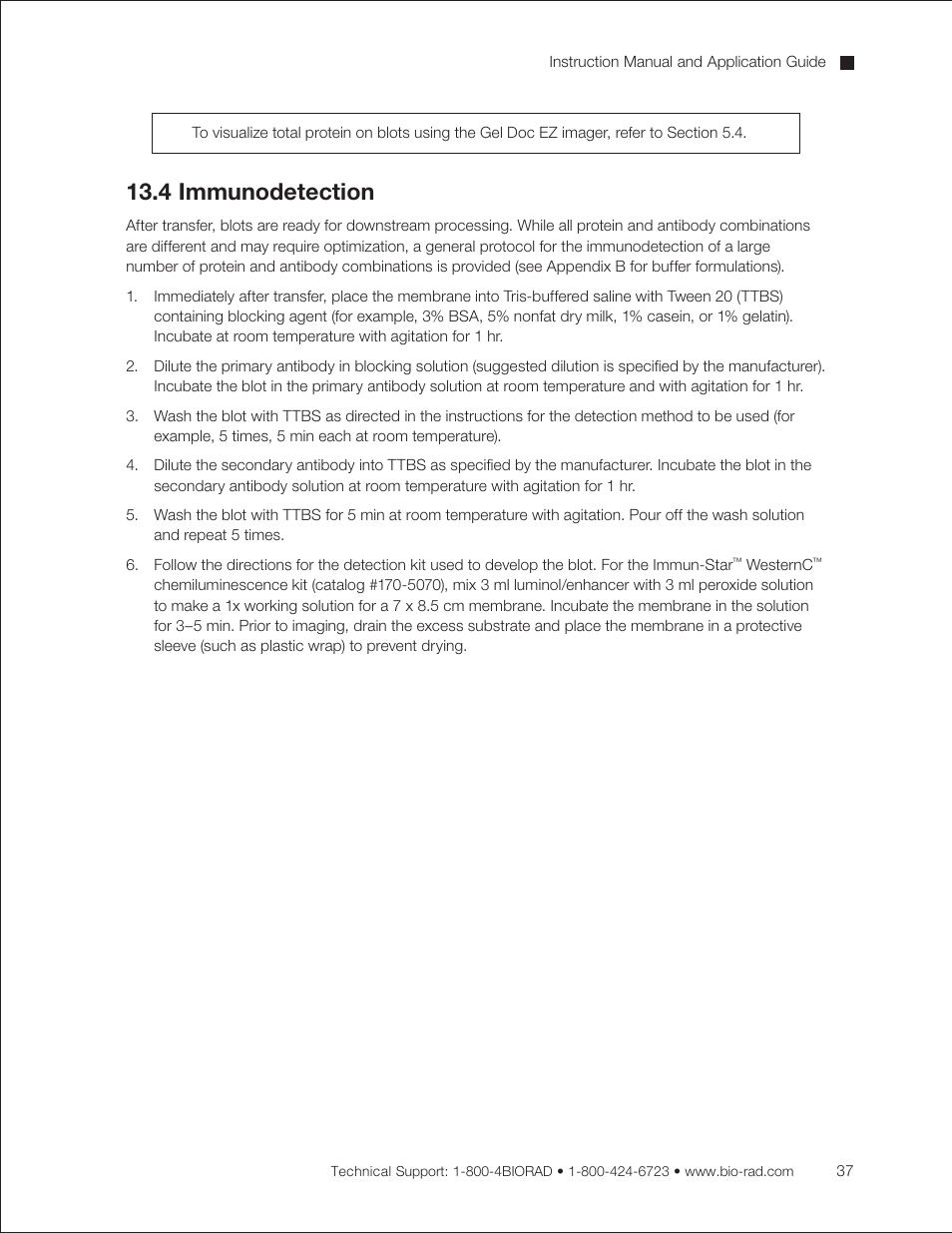 4 immunodetection | Bio-Rad Criterion™ TBE-Urea Precast Gels User Manual | Page 43 / 60