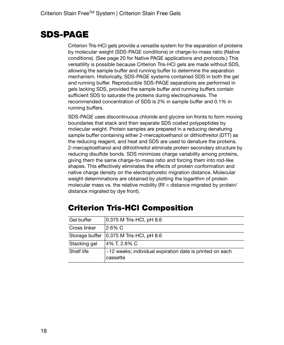 Criterion tris-hcl composition, Sds-page | Bio-Rad Gel Doc™ EZ System User Manual | Page 32 / 96
