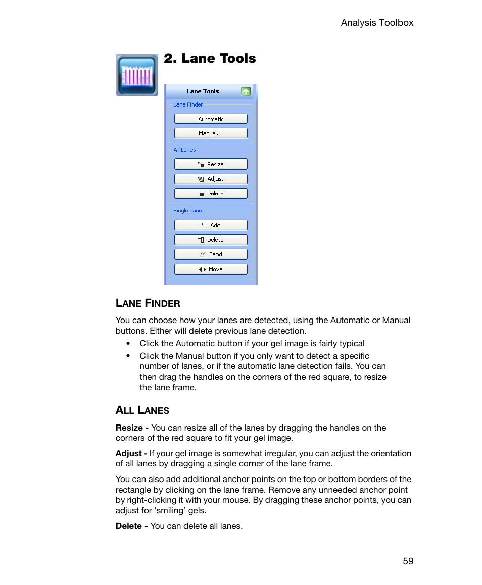 Lane tools, Lane finder, All lanes | Lane finder all lanes | Bio-Rad Gel Doc™ EZ System User Manual | Page 73 / 96