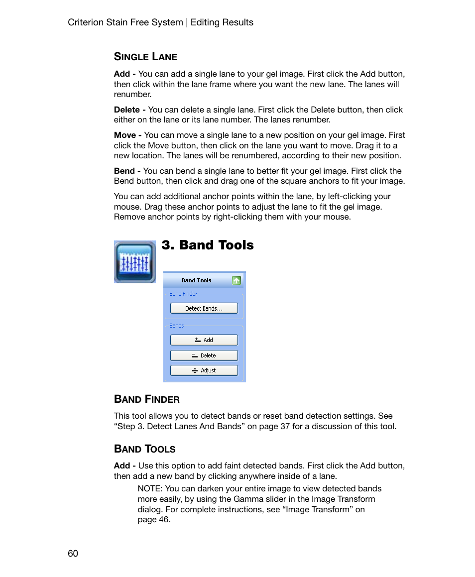 Single lane, Band tools, Band finder | Band finder band tools | Bio-Rad Gel Doc™ EZ System User Manual | Page 74 / 96