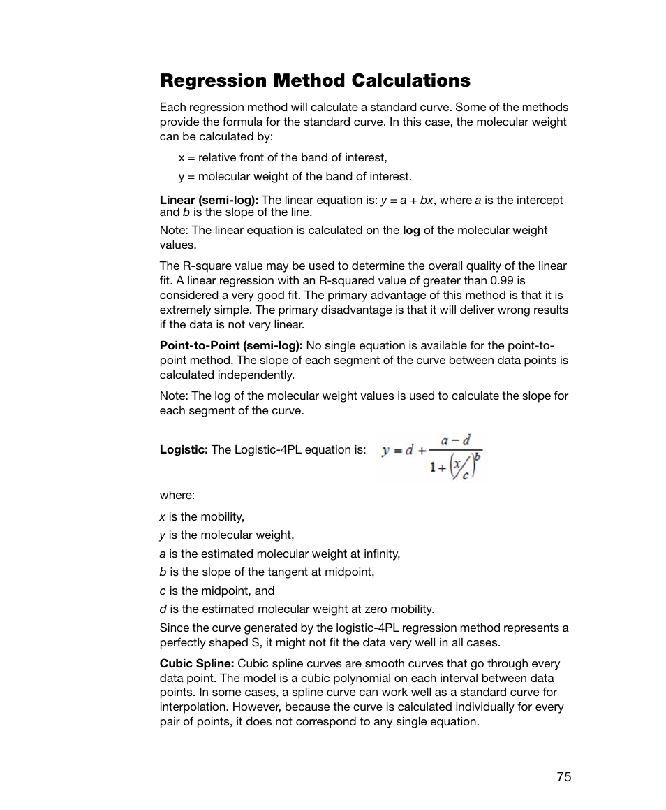 Regression method calculations | Bio-Rad Gel Doc™ EZ System User Manual | Page 89 / 96