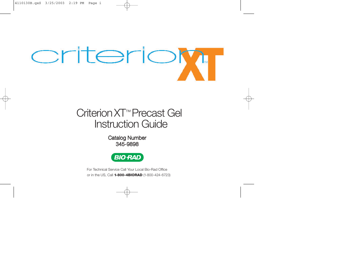 Bio-Rad Criterion™ XT Tris-Acetate Precast Gels User Manual | 26 pages